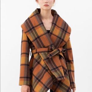 Chicwish Plaid Rabato Coat in Caramel XS NWOT